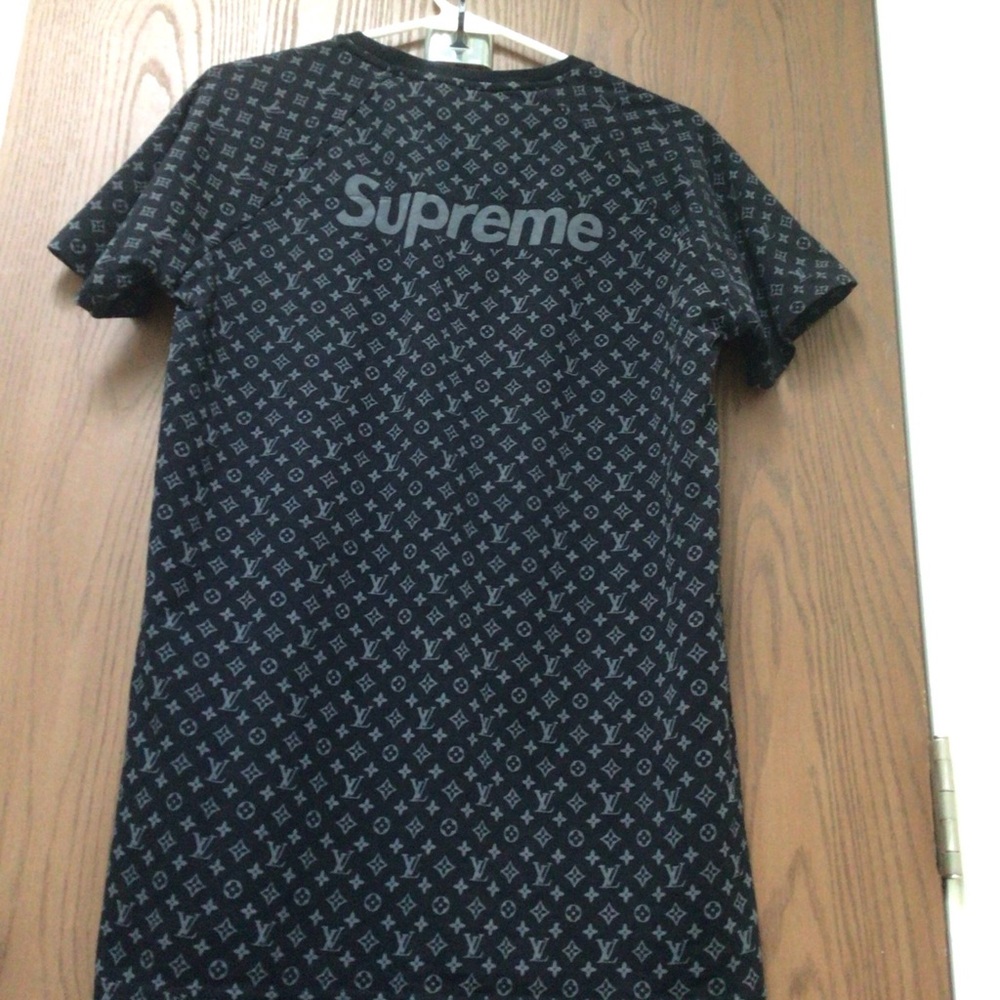 Louis Vuitton black logo women tunic top Supreme cotton, sz L - Picture 9 of 15